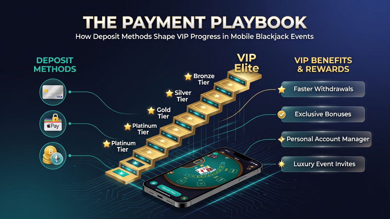 Dashboard eines mobilen Blackjack-Events mit VIP-Progressionsleiste und Zahlungshistorie